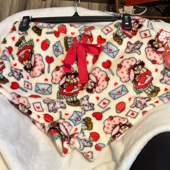 Strawberry Shortcake Other - Strawberry Shortcake  Fleece Sleep Shorts with Faux Red Bow
